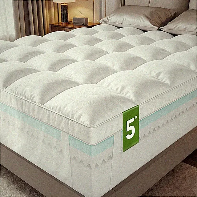 5" Memory Foam Mattress Topper with Cooling Gel & Bamboo Pillow Top for Comfort