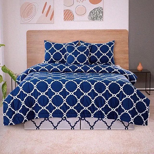 5Piece Comforter Set Reversible Bedding Microfiber Down Alternative Duvet Insert