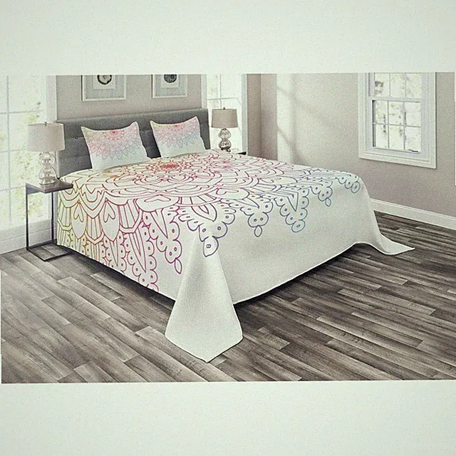 Ambesonne Rainbow Mandala Duvet Bedspread Set Queen Size