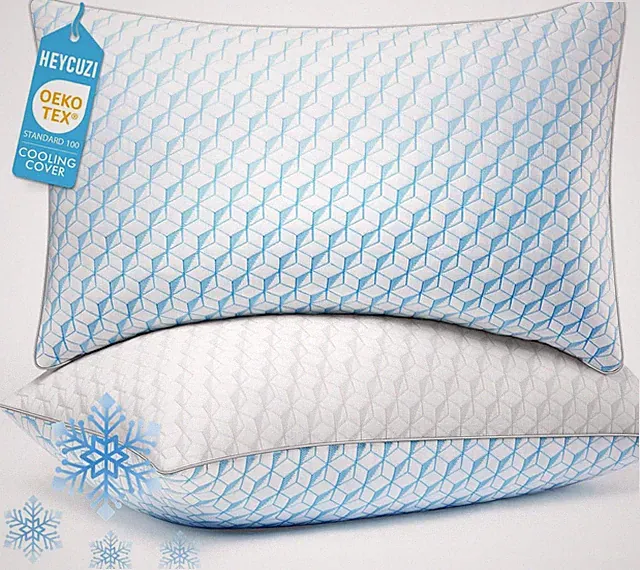 Bed Pillows Queen Size for Sleeping - Breathable Cooling Down Alternative Soft P