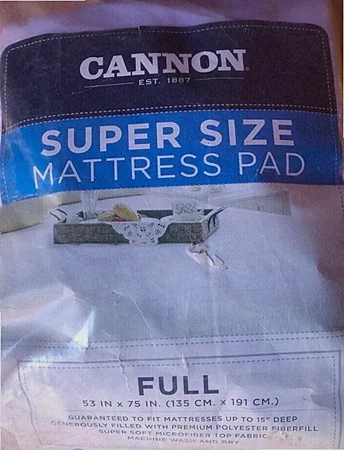 CANNON Waterproof Mattress Pad FULL SIZE Up to 15" Deep NEW
