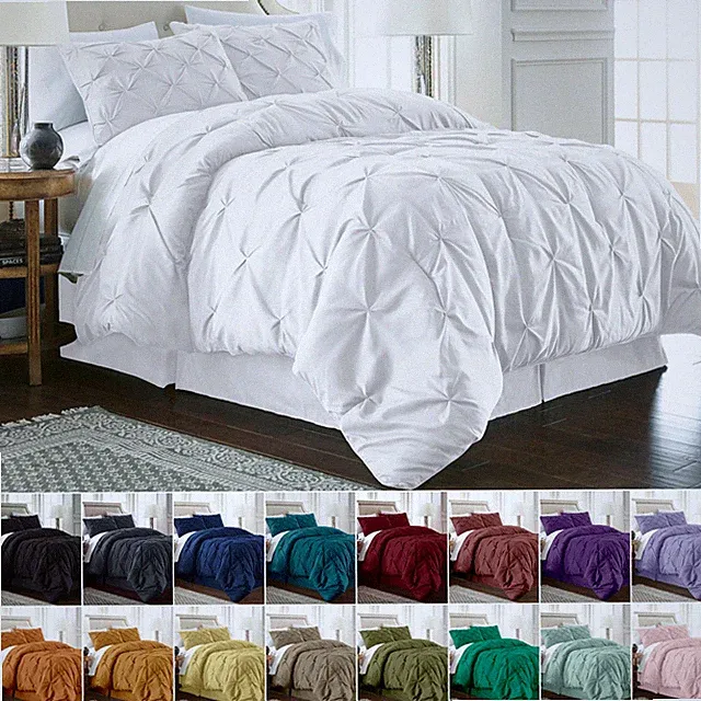 Chezmoi Collection Berlin Pinch Pleat Pintuck Bedding Comforter Set All Sizes