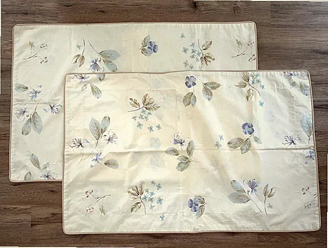 Cotton Blend Botanical Floral Print King Pillow Shams Beige Revman International