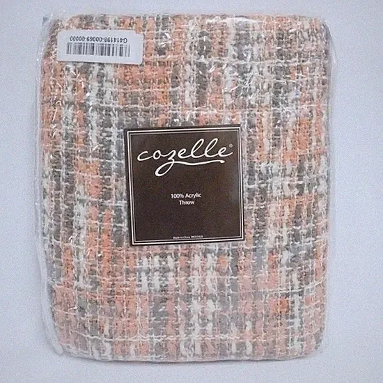 Cozelle Karla 60" x 50" Multi Color Woven Throw in Taupe