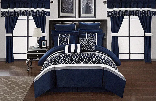 Dinah 24-Piece Blue Comforter Set for Queen Beds