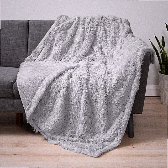 Fluffy Faux Fur Blanket Shaggy Plush Reversible Sherpa Throw for Sofa Couch Bed