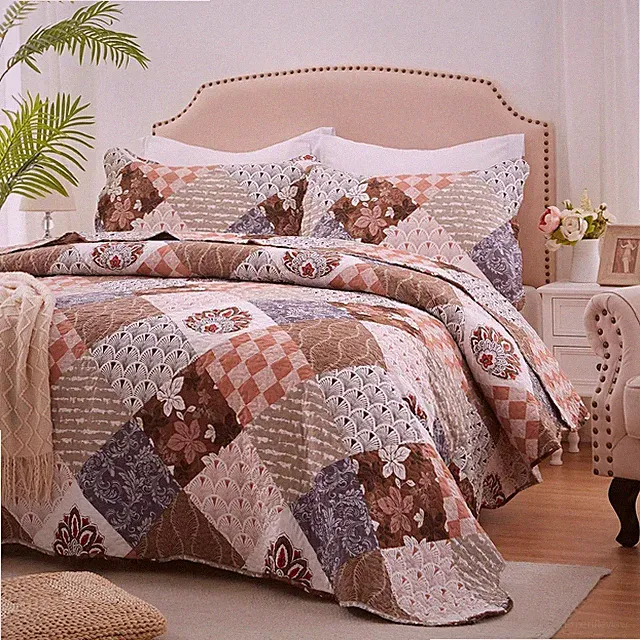 Full/Queen Size Quilt Set 3 Pieces Lightweight Reversible Bedspread-90''X98'' So