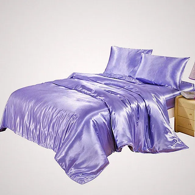 Hotel Quality Solid Lilac/Lavender Duvet Cover Set Queen/Full Size Silk Like...