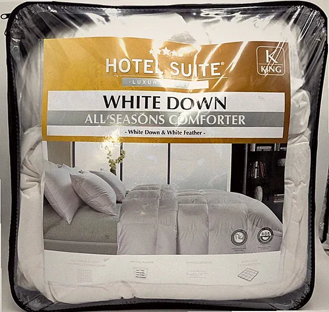 Hotel Suite White Down & White Feather All Seasons Comforter *King Size* 400TC