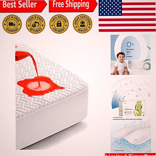 Luxury Queen Waterproof Bamboo Mattress Protector – Ultra Soft & Breathable