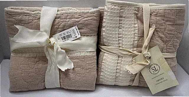 Southern Living 2pk Simplicity Chelsea Standard Pillow Shams Beige Blush Quilted