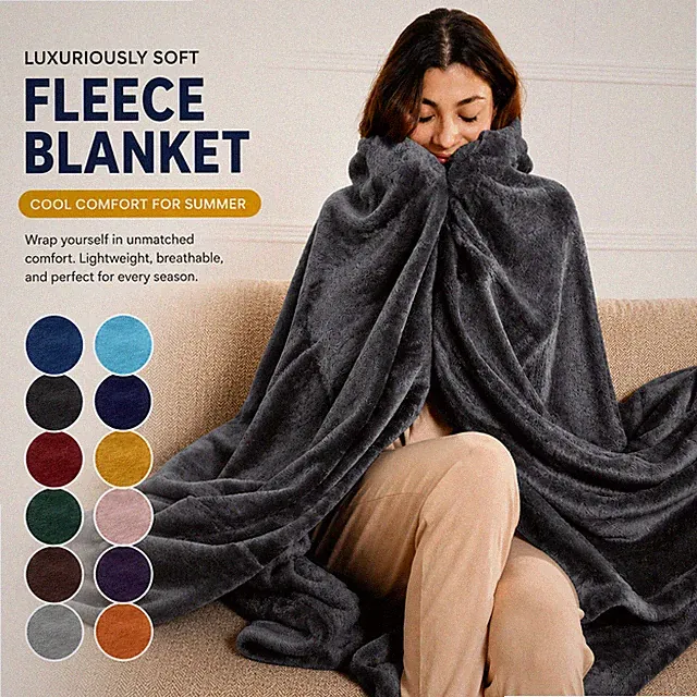 Summer Breathable Fleece Blanket Queen King Size Soft Throw for Bed & Couch