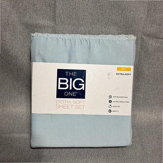 The Big One Sheet Set Full Blue Extra Soft Brushed Finish Deep Fit 4 Piece