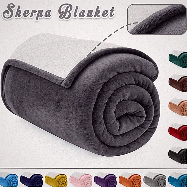Thick Sherpa Fleece Blanket Soft Plush Warm Over Size Throw for Bed Sofa King