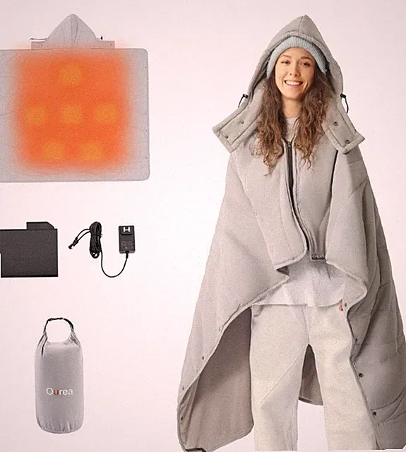 Zonli Ourea Heated Blanket w/ Hood 10000mAh 6 Heating Zones Carry Bag New No Box